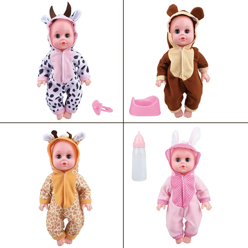 Cartoon Animal Plush 14 Inch Baby Doll Bodysuit Doll Jumpsuit