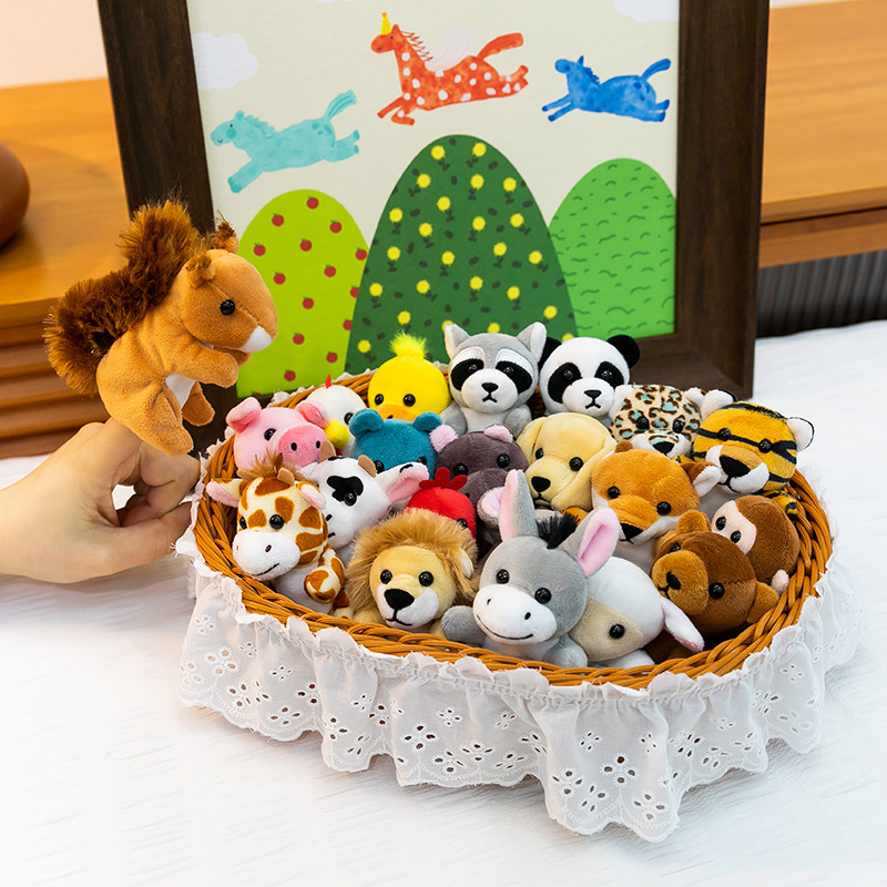 Cartoon Bear Series Finger Puppet Plush Toy Parent-child Interactive Role for Children's Early Education Polyester