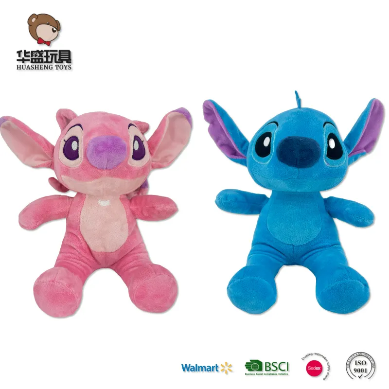 Customizable Factory Wholesale Cute 23cm Blue Pink Stitch Plush Toys Cartoon Soft Toy