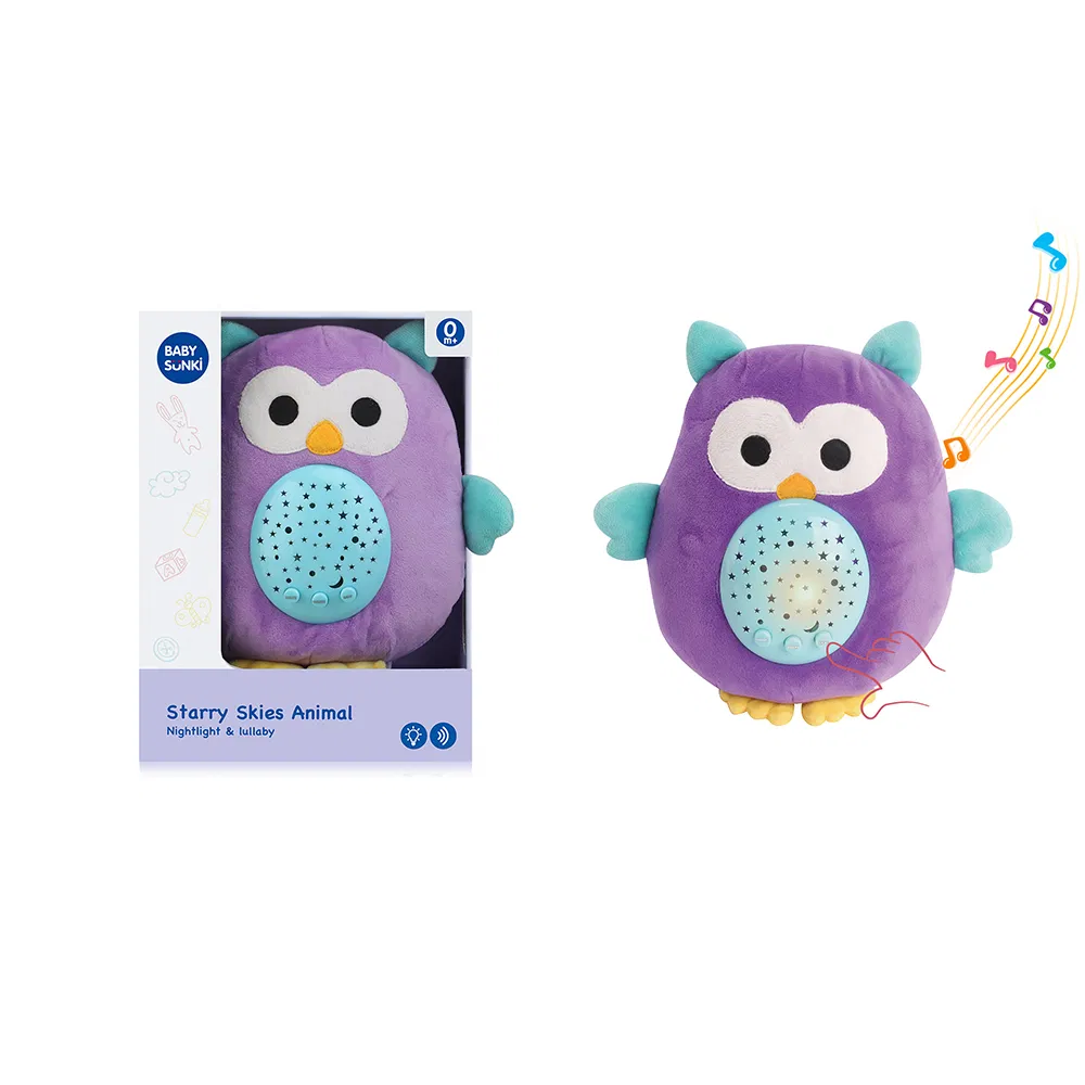 High Quality Wholesale Kids Musical Stuffed Plush Toy Animals Night Light Starry Sky Projector Pacify Baby Emotion Sleep Toy