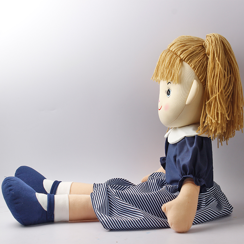 Blond Hair Wearing Floral Dress Lovely Stuffed Toy Soft Plush Rag Doll