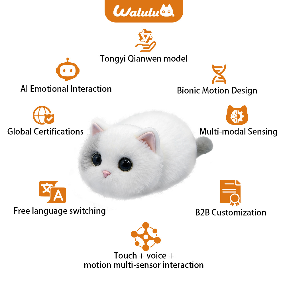 Walulu Interactive Cat Toy Custom OEM ODM Bot Plush Smart Talking Pet for Children Emotional Play Wholesale Supplier