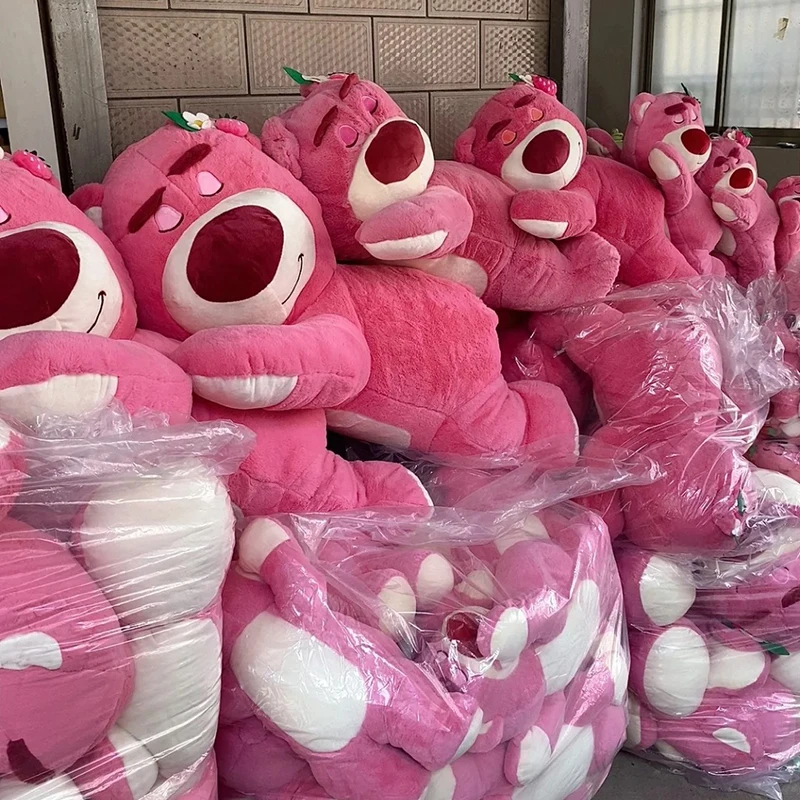 Wholesale Large Lying Down Pink Strawberry Bear Plush Toy Soft Plush Toys Wholesale Birthday Return Gifts for Kids for Girls