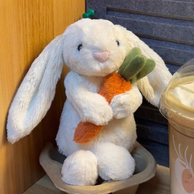 High Version Easter Bunny Plush Toy Holding Carrot Super Soft PP Cotton Filled Stuffed Animal Stress Relief Holiday Promotion