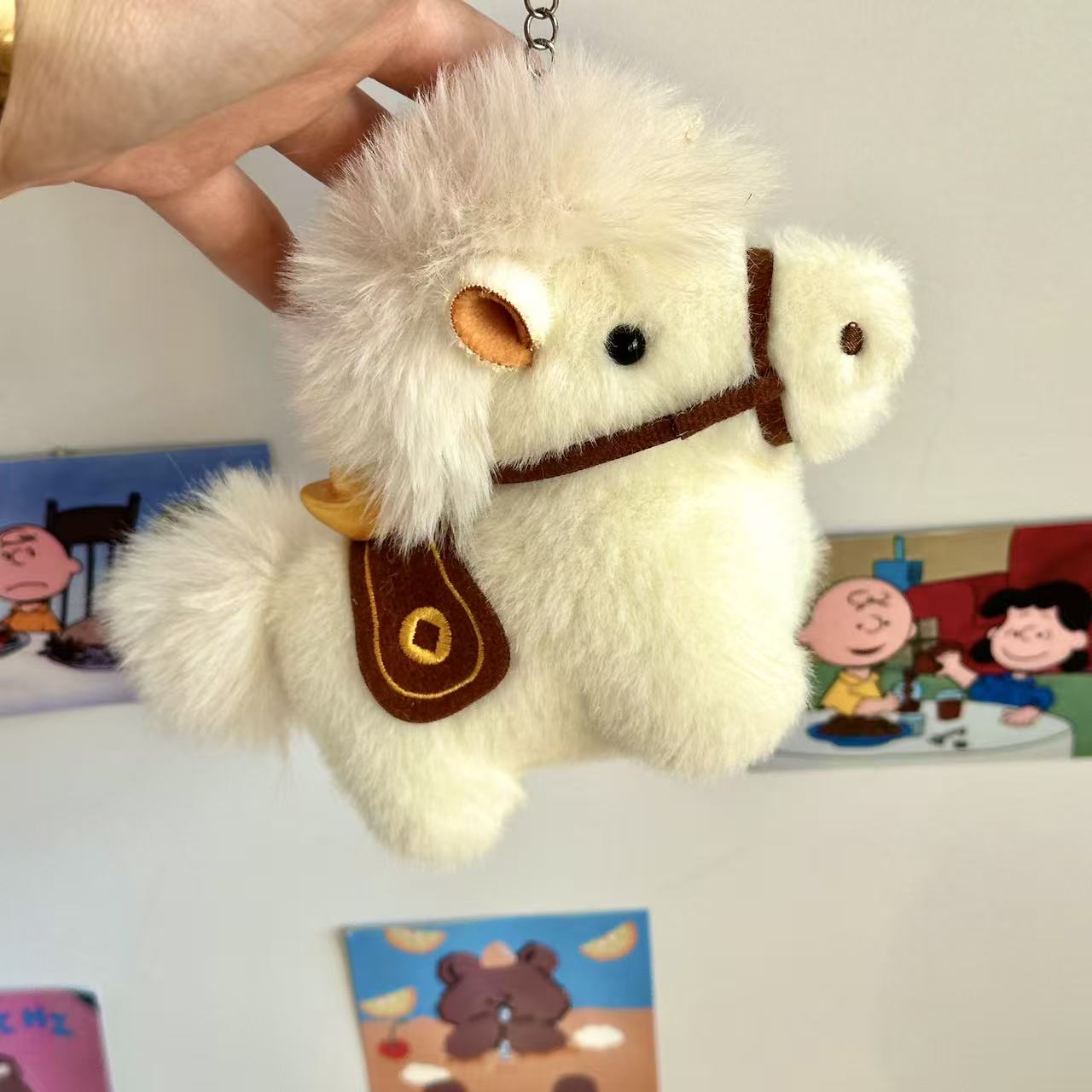 Cute Year of the Horse Plush Keychain Ingot Cartoon Bag Charm Soft Stuffed Toy Trendy New Year Gift Festival Decor Wholesale