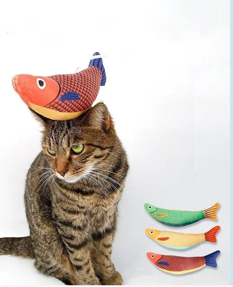 Realistic Fish Plush Cat Toy with Organic Catnip &amp; Crinkle Paper Interactive Plush Toy Pacific Saury Shape