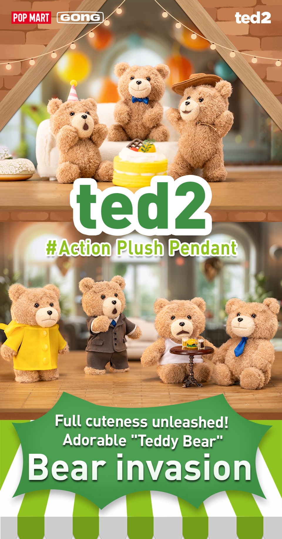 Original Ted2 Bear Series PVC Blind Box Plush Doll Cute Keychain Toy and Home Decorations