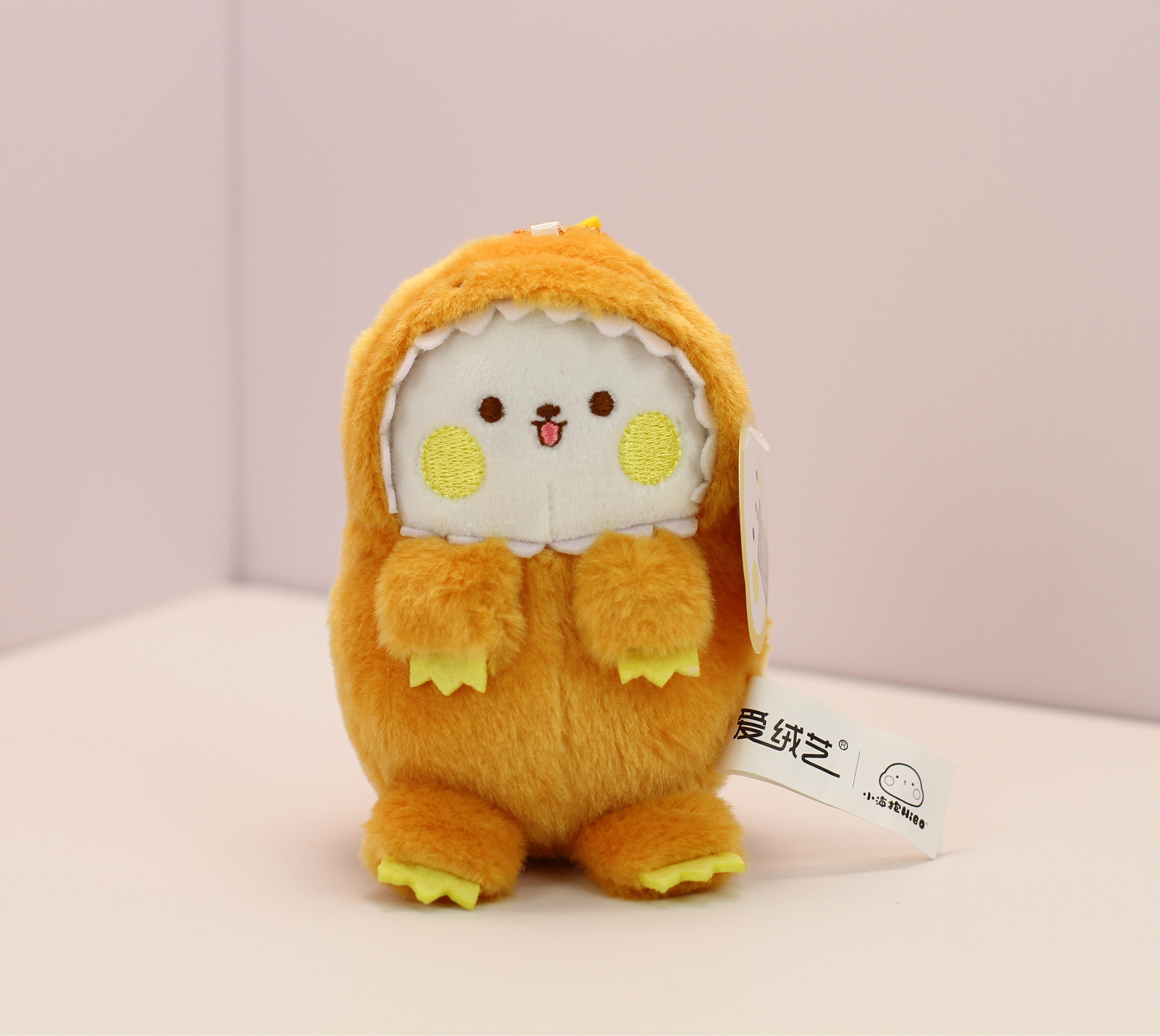 Hot Sale Cute Soft Huggable Multicolor 4-inch HIBO Series Dinosaur Dress Animal Toy Plush Keychain Unisex Claw Machine 100% PP