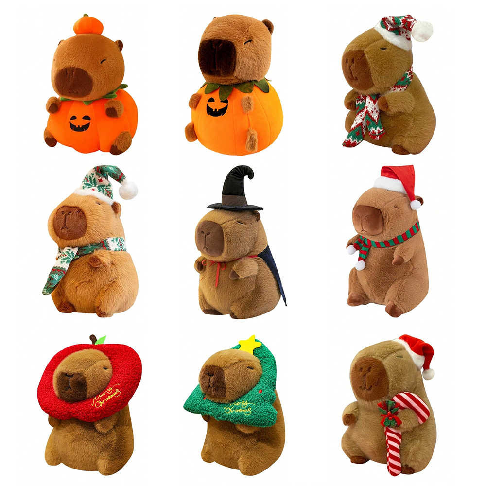 Custom Christmas Capybara Plush Doll Soft Stuffed Animal Cuddly Holiday Gift Decoration for Kids Family OEM ODM Manufacturer
