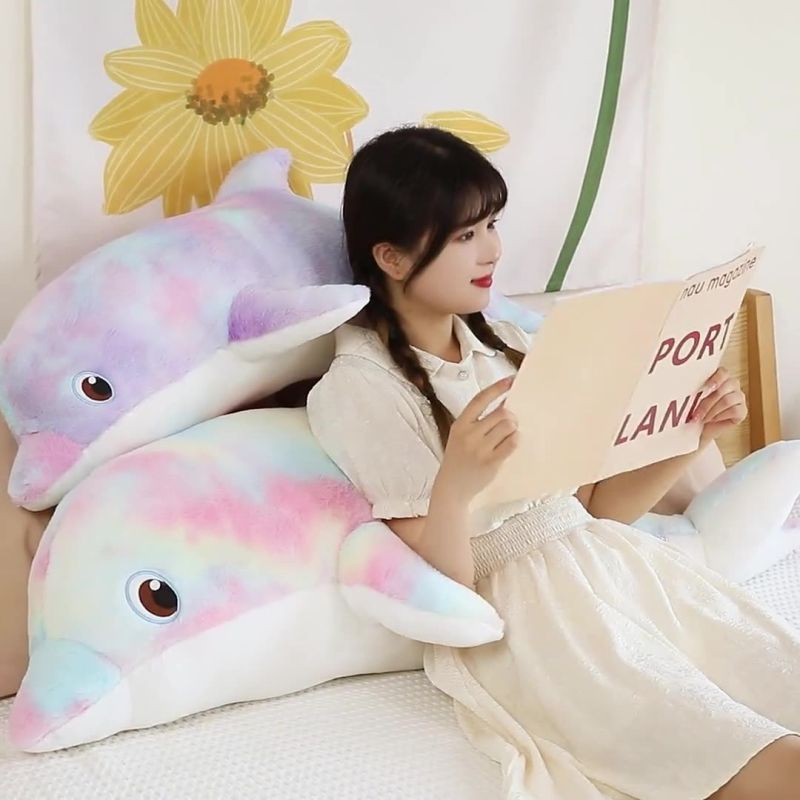 Wholesale Price Personalized Plushie Custom Design Super Soft Animals Doll Toys 50cm Long Cute Colorful Cute Lovely Cartoon Stuffed Plush Dolphin Factory