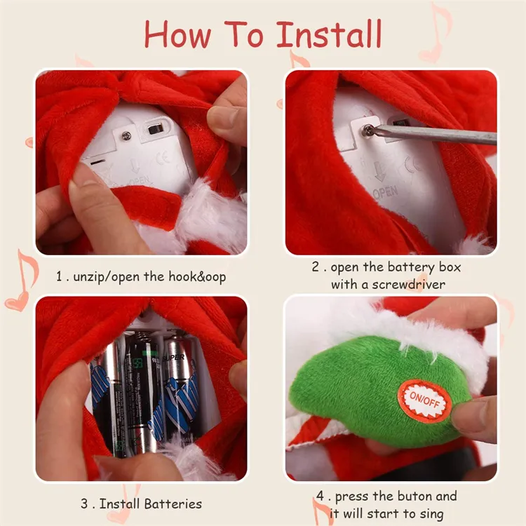 Christmas LED Santa Claus Plush Gift Toy