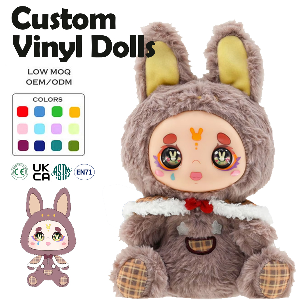 Factory Custom Vinyl Plush Dolls Low MOQ OEM ODM Collectible Vinyl Figure with CE ASTM EN71 Certified for Kids Gift