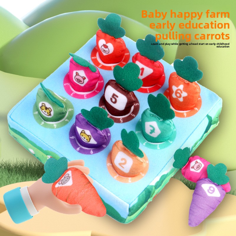 Baby Pull Carrot Plush Toy Montessori Soft Stuffed Fine Motor Skill Early Education EN71 CPC Certified Infant Gift