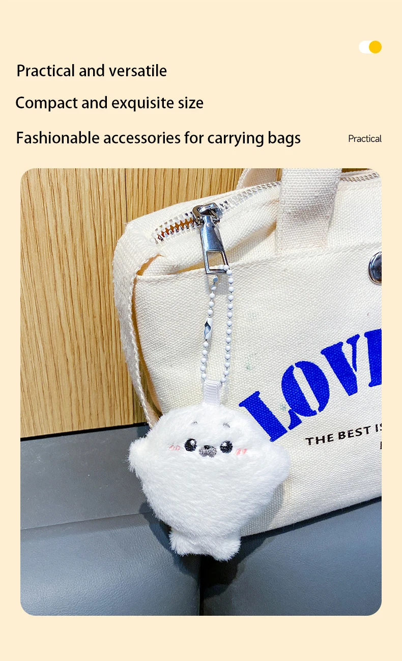 Baby seal plush toy bag pendant detail 4