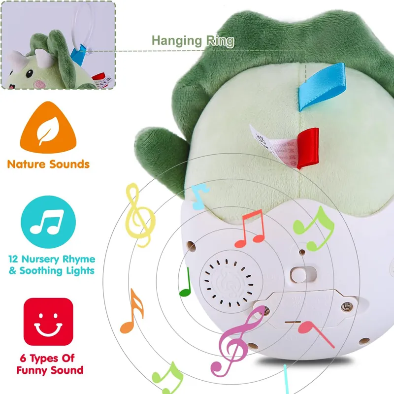 Baby Musical Soft Plush Stuffed Animal Dinosaur Roly-Poly Toy