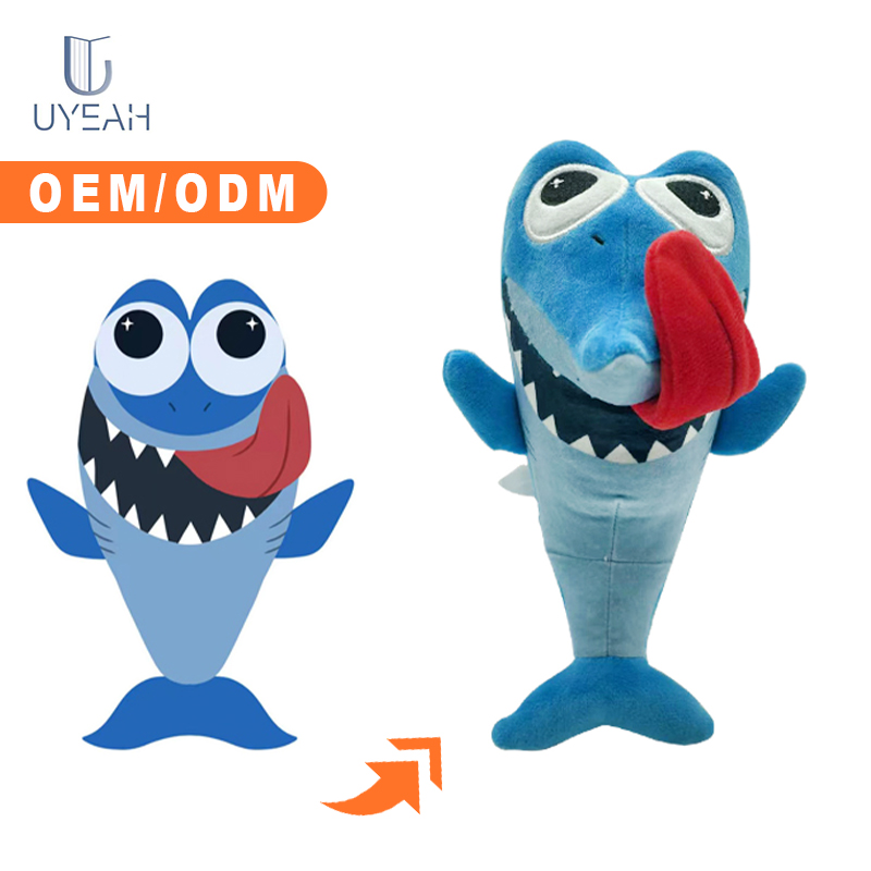 Uyeah Factory OEM/ODM Custom Mini Plush Toys Personalized Design Soft Stuffed Animal Doll Cartoon Fish Shark Plush Toys for Gift
