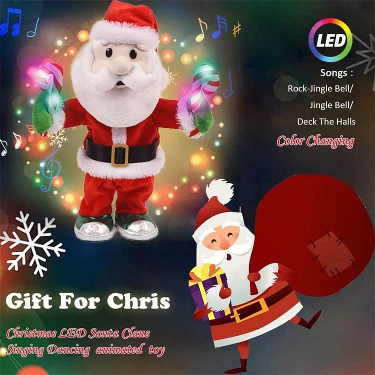 Christmas LED Santa Claus Plush Gift Toy