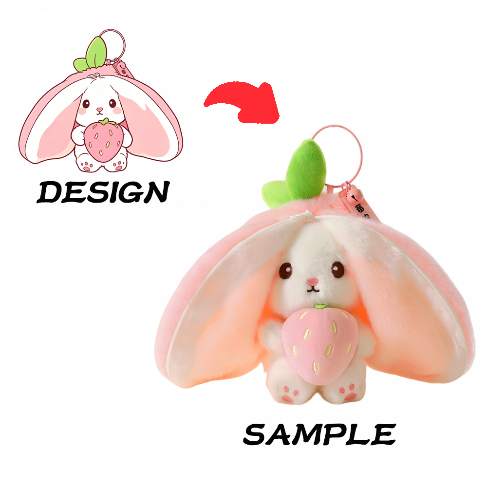 Custom Bunny Fruit Plush Keychain Cute Stuffed Animal Bag Charm OEM ODM Plush Toy Manufacturer Wholesale