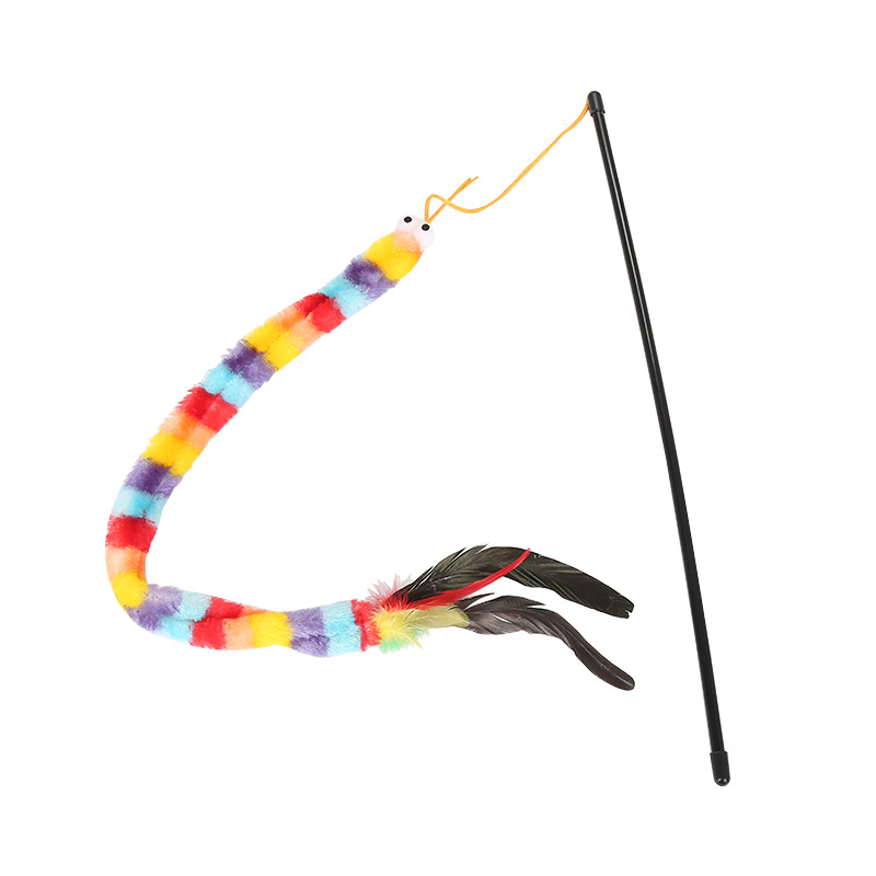 Rainbow Caterpillar Interactive Plush Chew Teaser Toy Cats Eco-Friendly Cartoon Exclusive Pet Supplies Anxiety Relief
