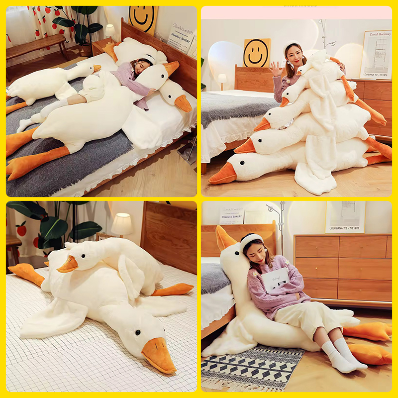 Large Animal Goose Plush Toy PP Cotton Filled Unisex Sleeping Doll Washed Mesh Lining White Pillow Birthday Gift