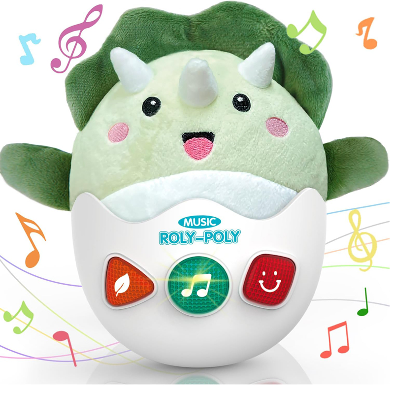 Baby Musical Soft Plush Stuffed Animal Dinosaur Roly-Poly Toy