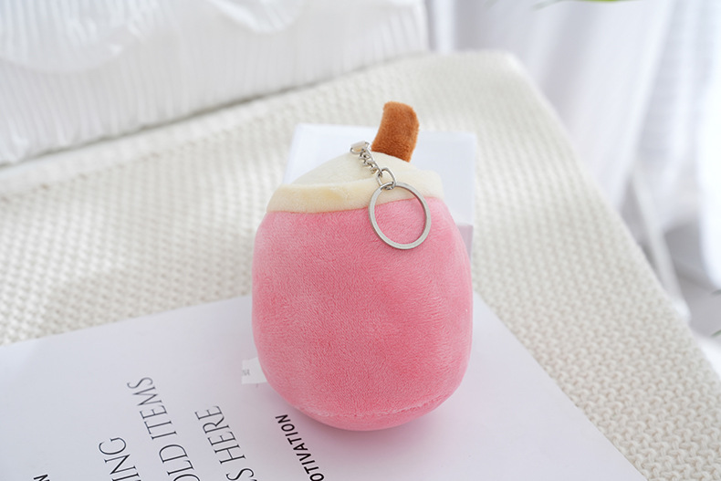 Mini Milk Tea Coffee Cup Toy Stuffed Boba Tea Fruit Plush Toy Keyring Custom Lovely Plush Keychain Bag Charms