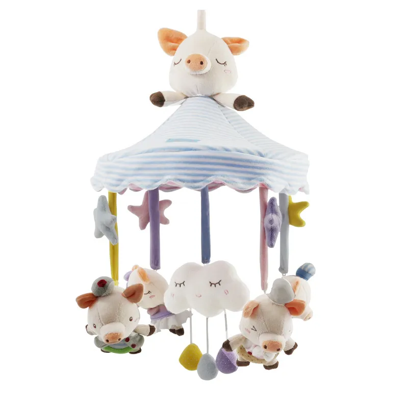 Pig Stuffed Animal Plush Hanging Toy with Rattle Music for Baby