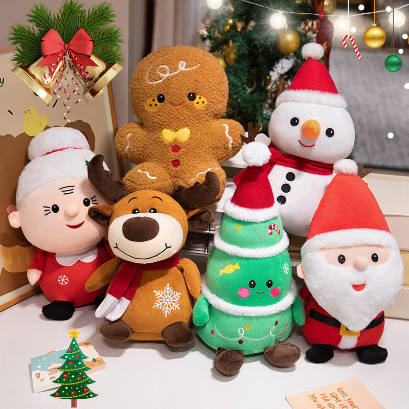 Christmas Plush Toys Santa Claus Plush Doll Reindeer Stuffed Animal Snowman Christmas Stuffed Animal Set for Boys and Girls