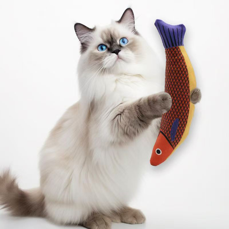 Realistic Fish Plush Cat Toy with Organic Catnip &amp; Crinkle Paper Interactive Plush Toy Pacific Saury Shape