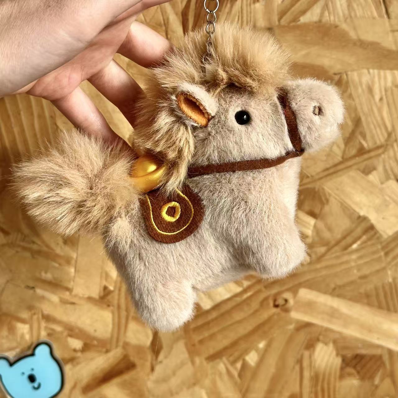 Cute Year of the Horse Plush Keychain Ingot Cartoon Bag Charm Soft Stuffed Toy Trendy New Year Gift Festival Decor Wholesale