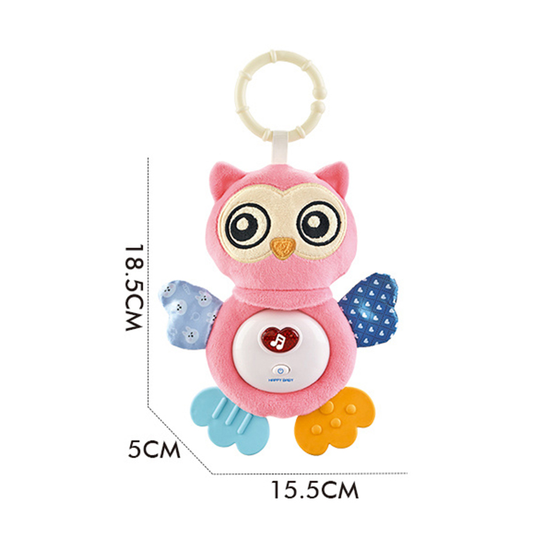 Xinbo Baby Soft Animal Doll Cartoon Owl Plush Toy Musical Teething Soothing Comfort Plush Sleep Toy for Infant with Light Sound