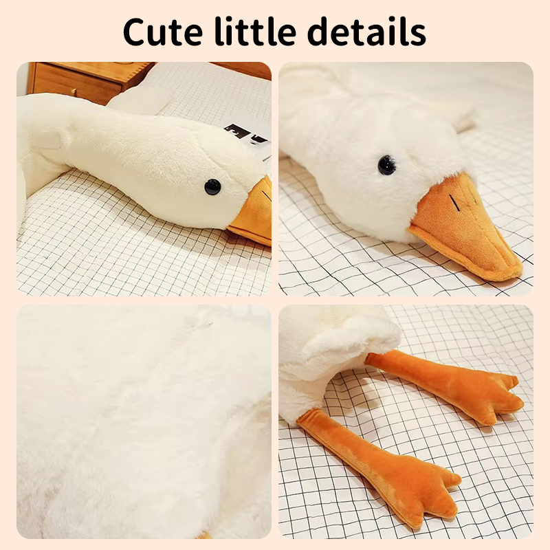 Large Animal Goose Plush Toy PP Cotton Filled Unisex Sleeping Doll Washed Mesh Lining White Pillow Birthday Gift