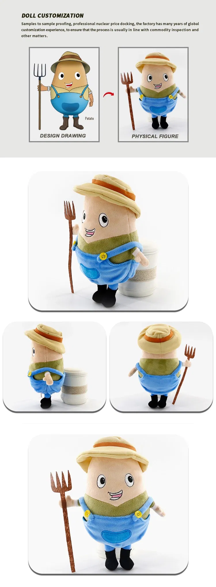 Custom Stuffed Potato Plush Toy Puppet Murphy Mascot OEM Soft Doll