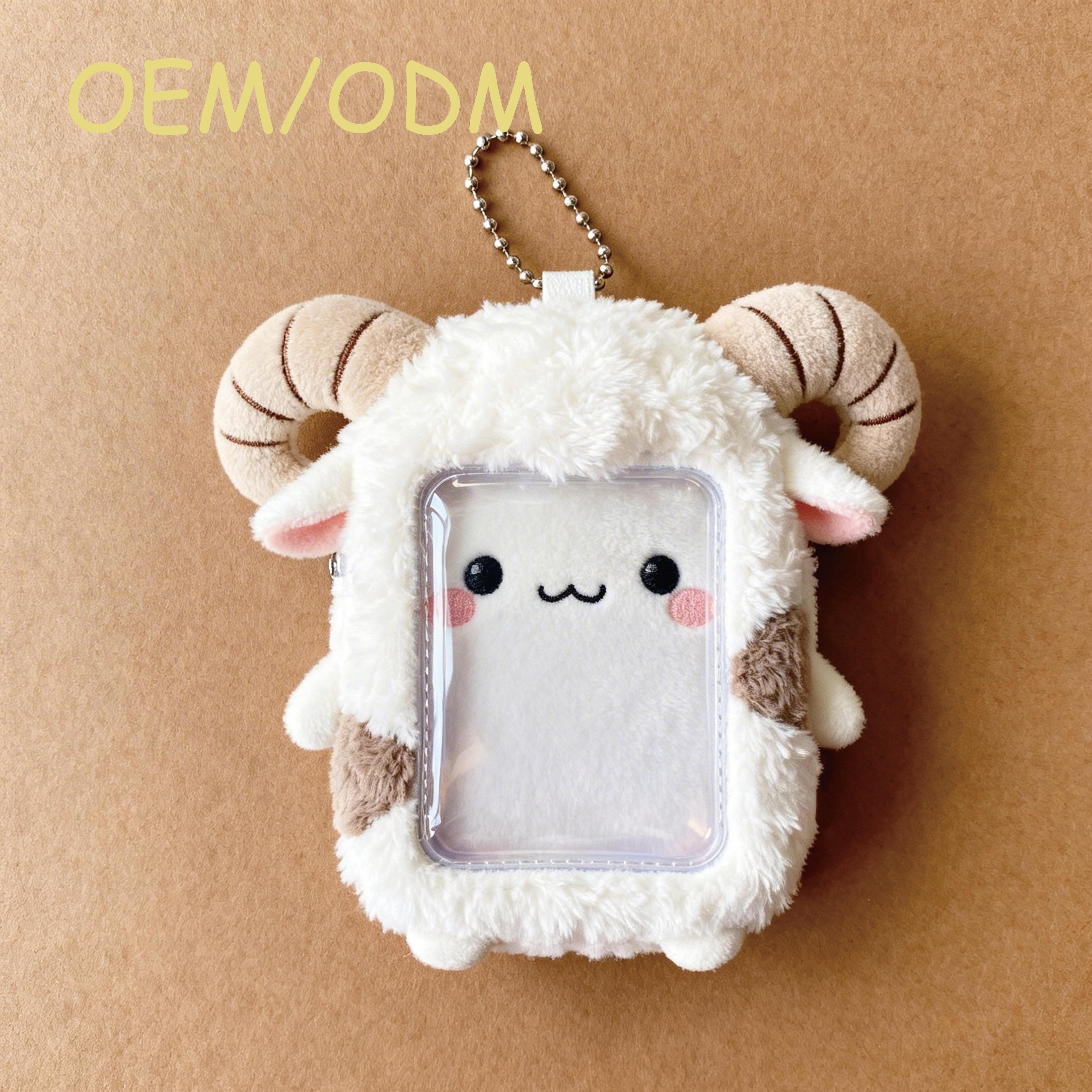 Cartoon Christmas Tree Plush Photo Card Holder Soft Fabric Wallet With Keychain Strap Kawaii Design