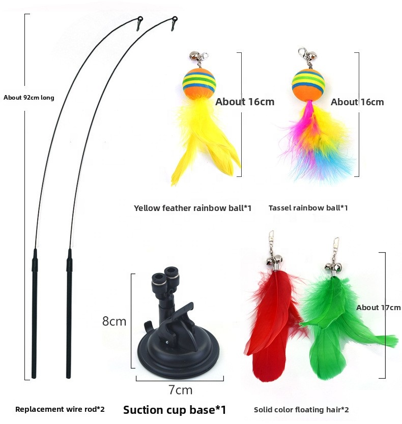 20pcs Interactive Cat Toy Set With Suction Cup Base Feather Wand Plush Mouse for Indoor Play
