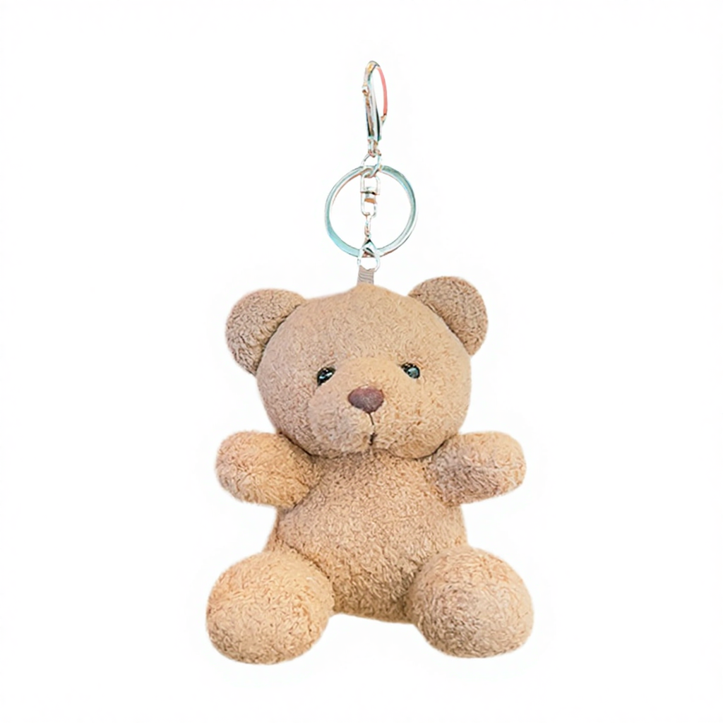 Cartoon 11cm Soft Plush 3D Teddy Bear Light Keychain Stuffed Toy Claw Machine Doll