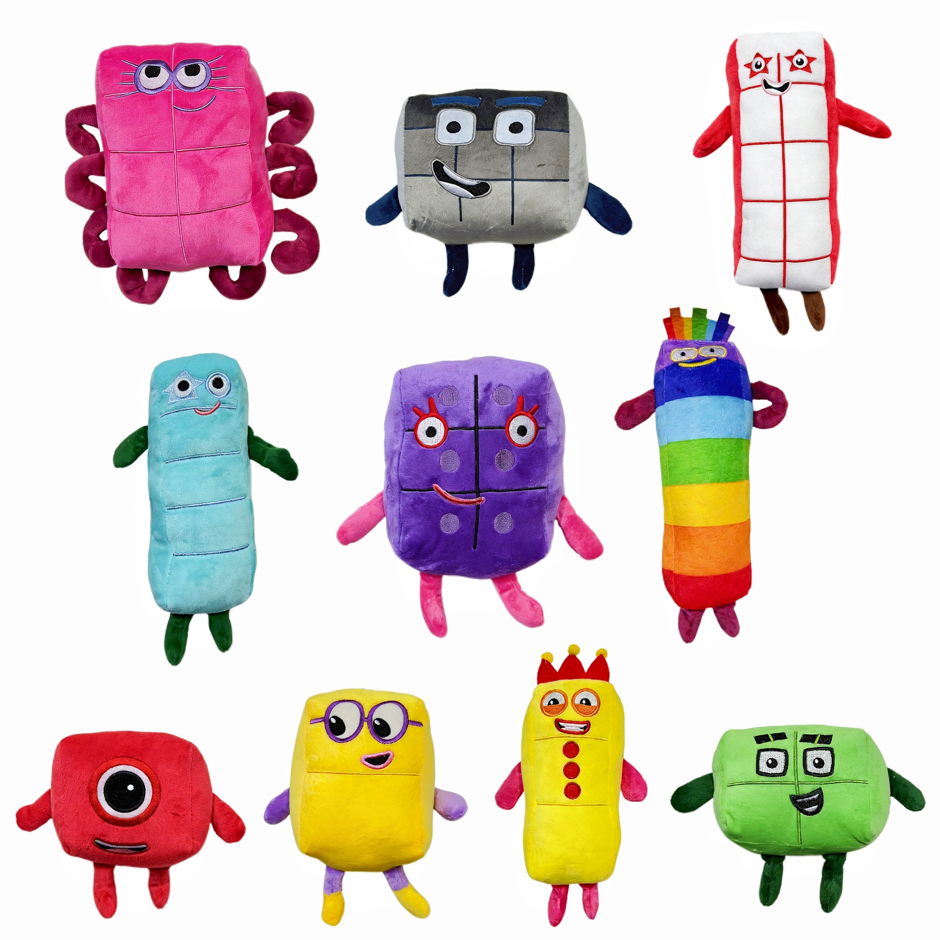 OEM ODM Custom Numberblocks Plush Set, Soft PP Cotton Filled Educational Stuffed Toys for Kids