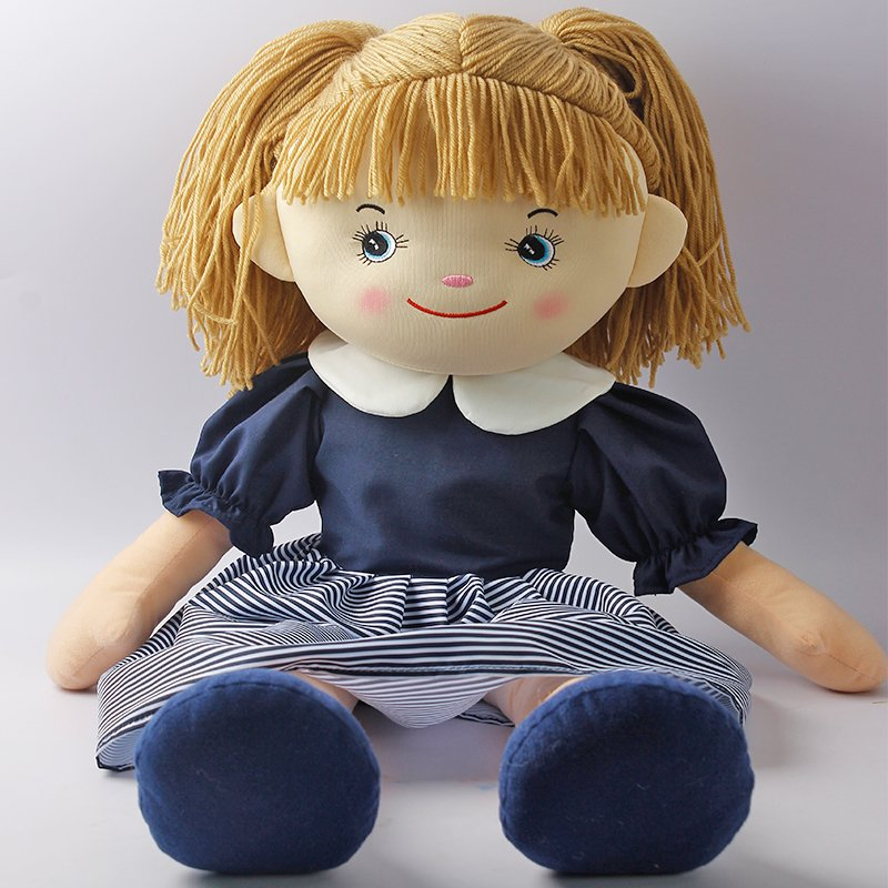 Blond Hair Wearing Floral Dress Lovely Stuffed Toy Soft Plush Rag Doll