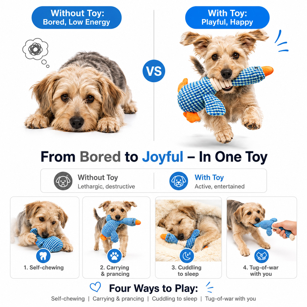 Squeaky Plush Goose Dog Toy Soft Stuffed Animal Puppy Chew Toy Boredom Relief Plush Dog Chew Toy