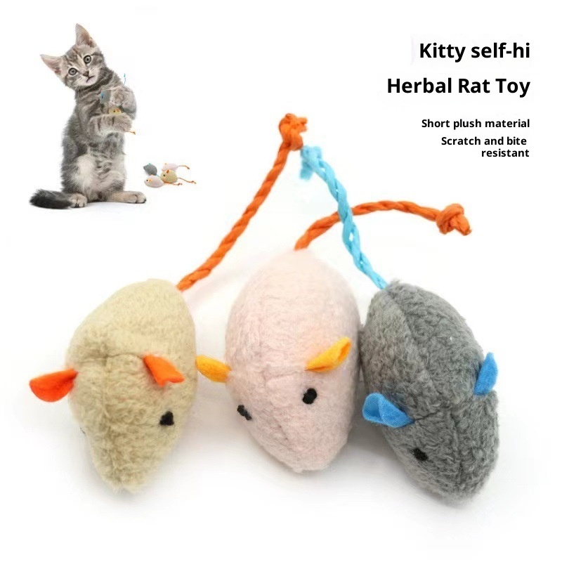 Modern Eco-friendly Interactive Cat Toys Self-Hi Cloth Mouse Simulation Plush Bite Resistant Pet Supplies Containing Catnip