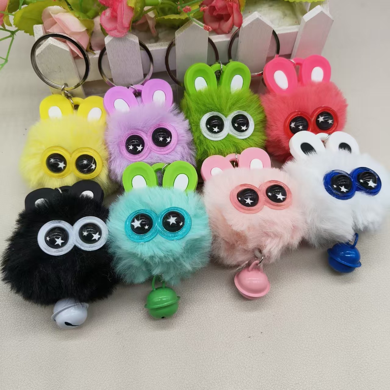 Mini Coal Ball Lightweight Keychain Cute Cartoon Plush Eco-Friendly Bags Pompom Doll Accessories Car Pendant Printing None Moni