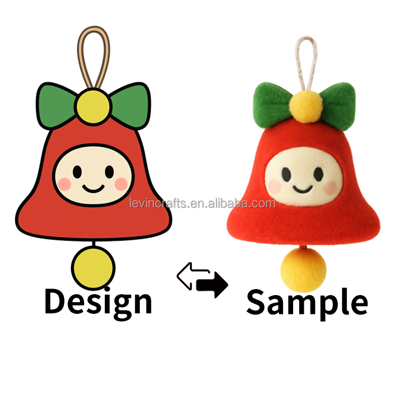 Personalized Plush Toy Custom Logo Soft Plush Bell Toy Ornament Christmas Hanging Decorations For Promotional Holiday Plushies