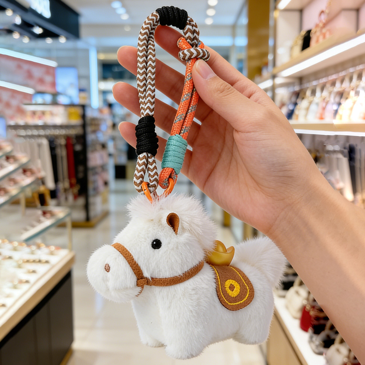 New Mini Chinese Zodiac Horse Plush Light Keychain Eco-Friendly Kawaii Cute Stuffed Animal Toy Soft Doll Gifts