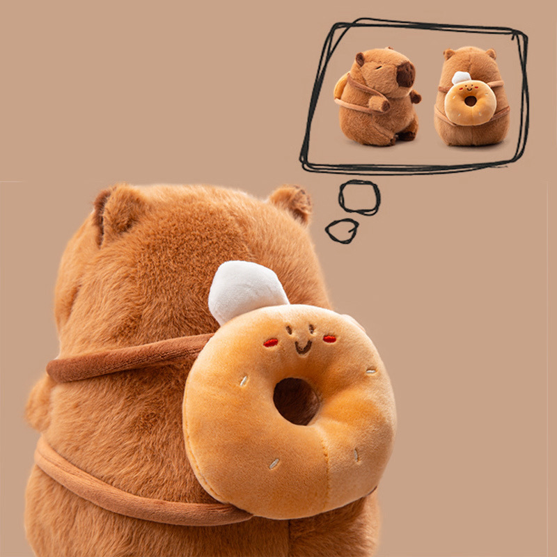 2026 Stuffed Capybara Plush Dolls Carring Hamburgers and Fries for Children Birthday