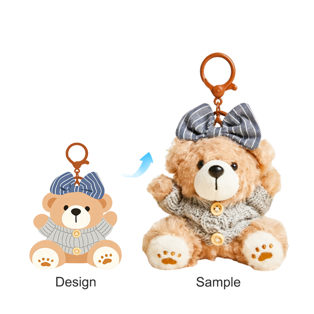 Wholesale Customizable Cotton Cloth Plush Keychain Mammoth Little Bear Custom Color Logo Promotional Weighted Plush Toys