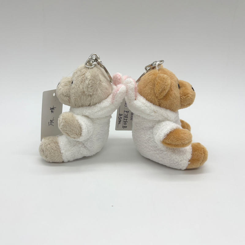 Eco-friendly Couple Pajamas Teddy Bear Plush Toy Keychain Factory Custom Plush Keychain for Bag Decoration