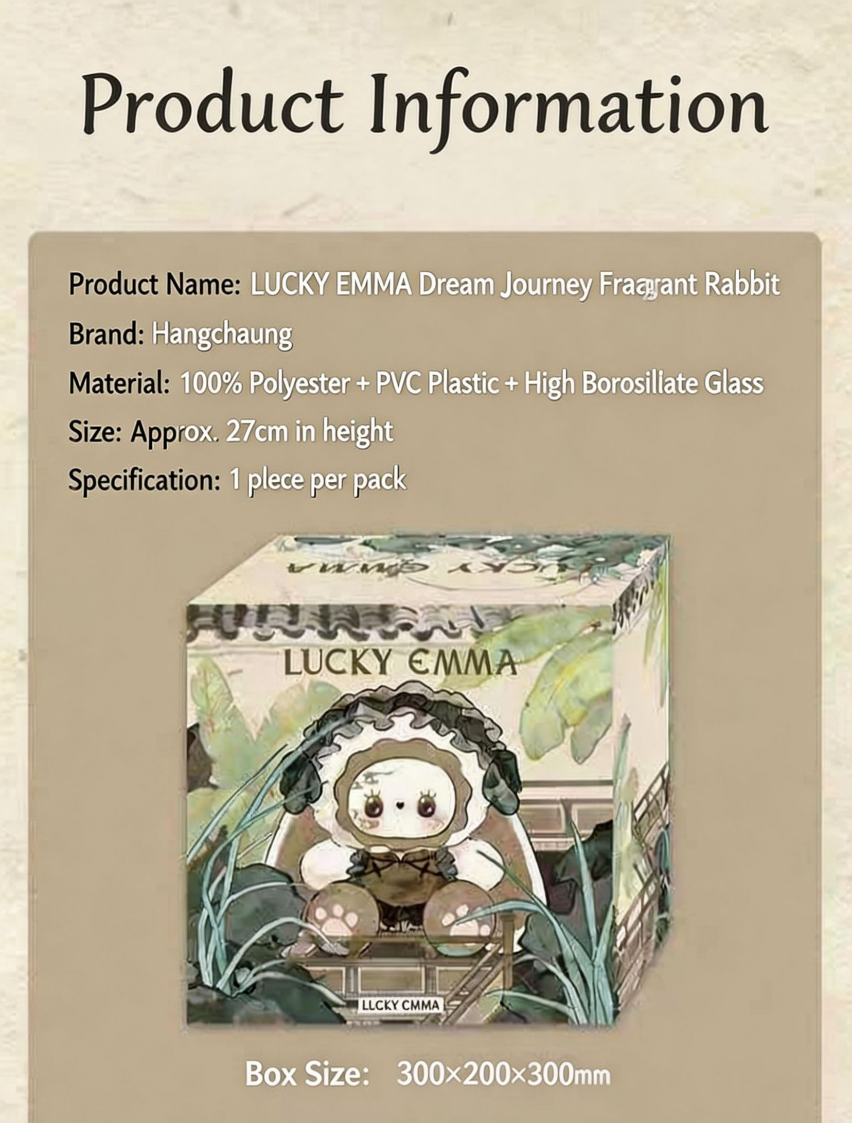 Original Lucky Emma Searching for the Dreaming Rabbit 400% Hanging Card Plush Toy Mystery Box Birthday Gifts Collectible