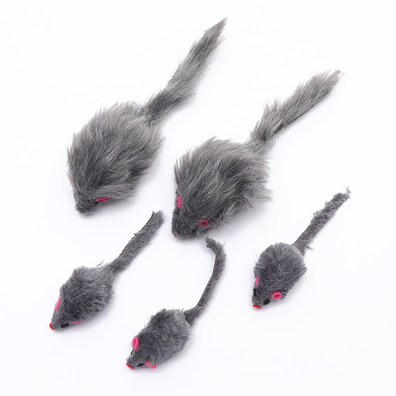 Realistic Modern Fashion Gray & Colorful Furry Plush Mouse Cat Toy-Interactive Exercise Toy