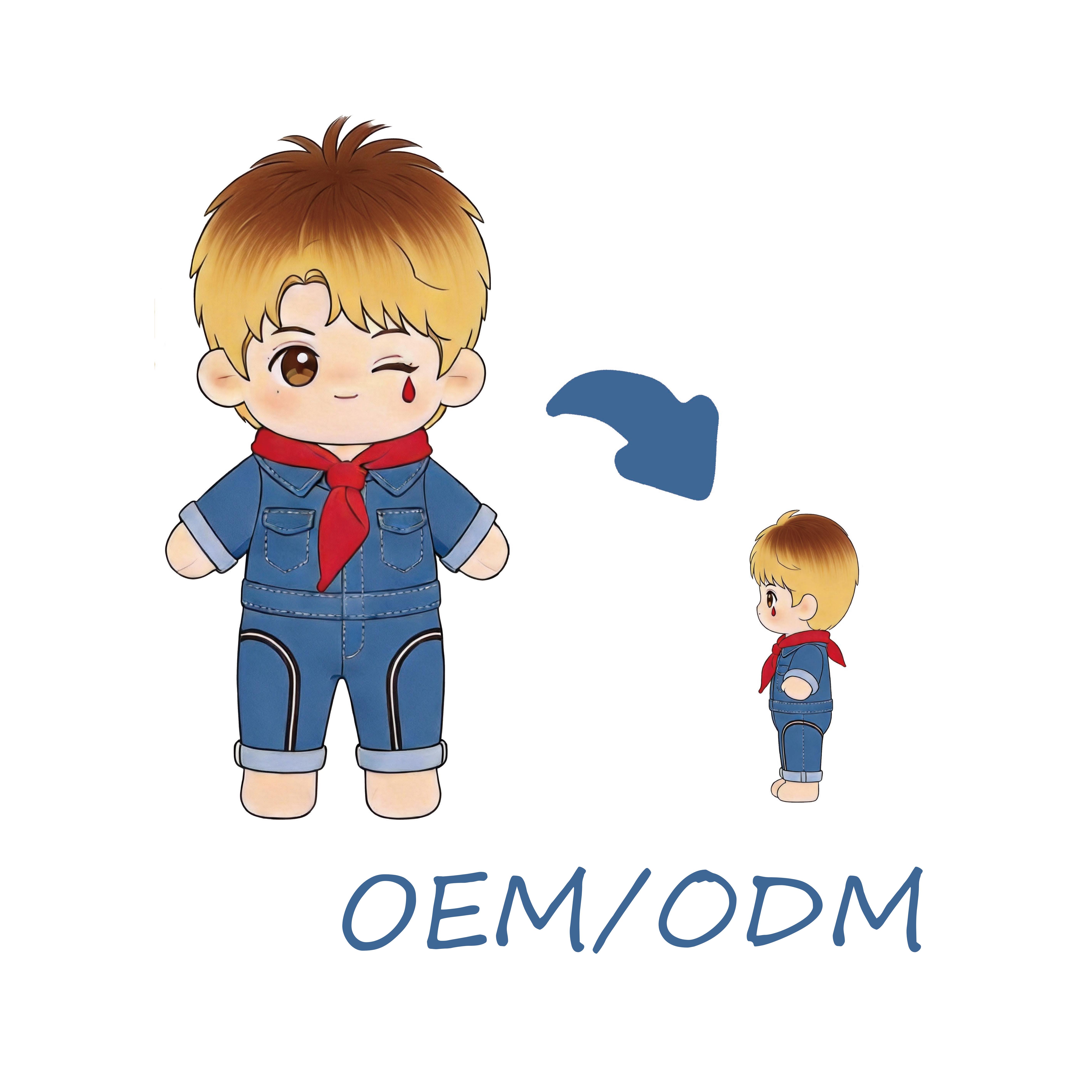 OEM ODM Custom OEM ODM Soft Plush Kids Birthday Gift Cartoon Plush Doll Denim Style Stuffed Toy Doll