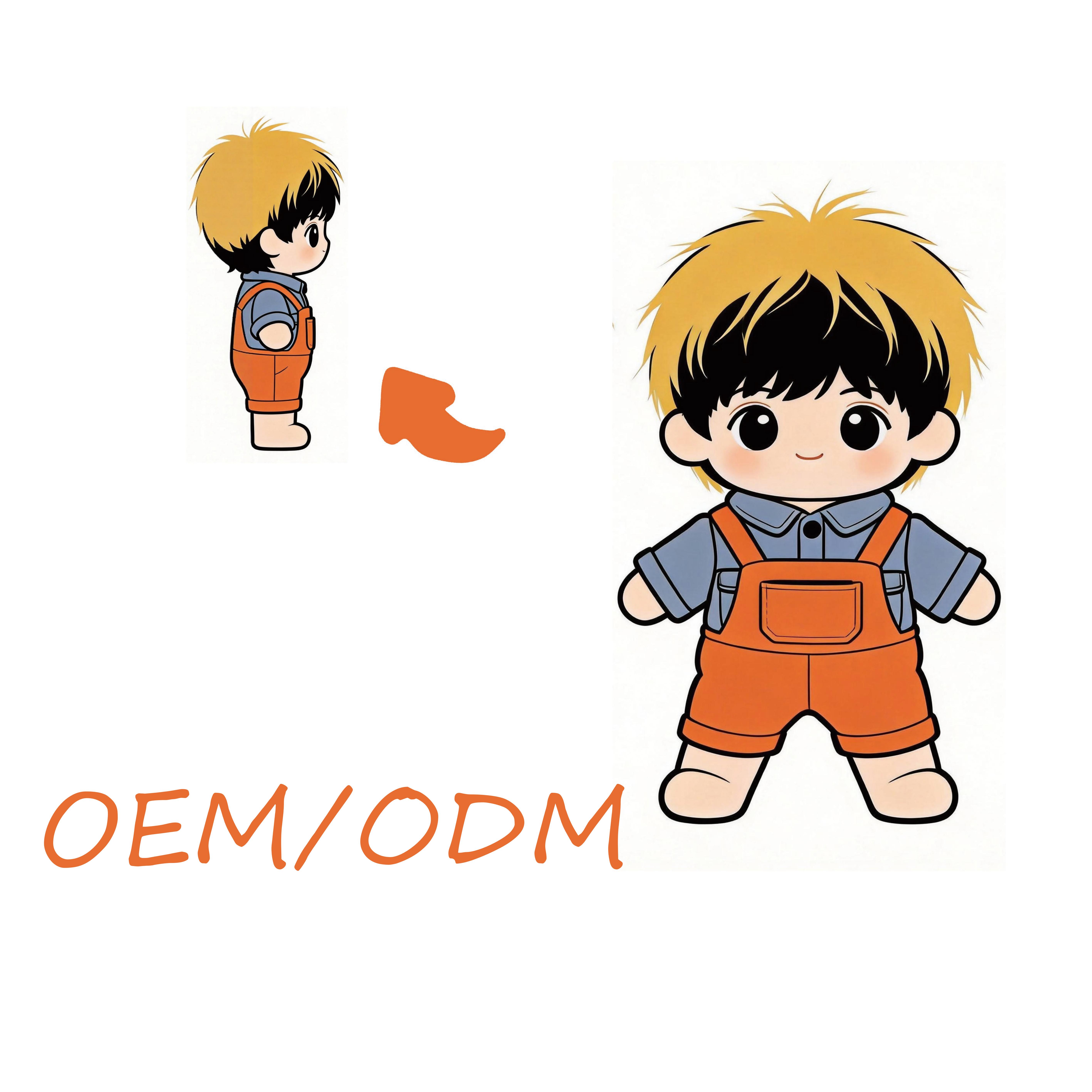 OEM ODM Custom OEM ODM Soft Plush Kids Birthday Gift Cartoon Plush Doll Denim Style Stuffed Toy Doll